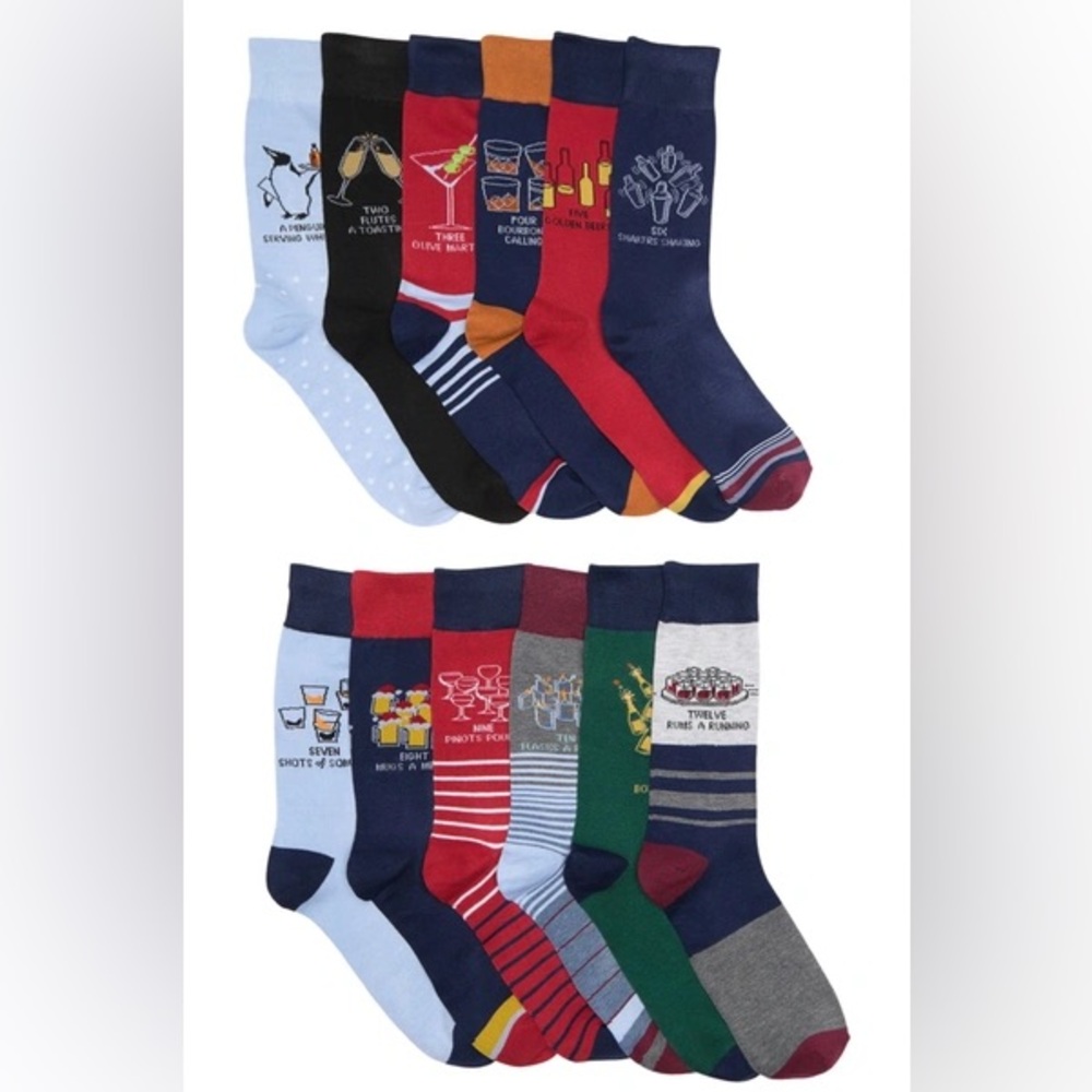 ORIGINAL PENGUIN 12 DAZE OF SOXMAS CHRISTMAS MENS SOCKS 12 PAIR OS NWT